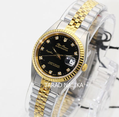 นาฬิกา Olym pianus lady sapphire sportmaster 28 มม. 6832L29-404E สองกษัตริย์ หน้าปัดดำ (ของแท้ รับประกันศูนย์) Tarad Nalka