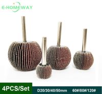 ▤☽❈ 4PCS D20/30/40/50 Spherical Sandpaper Flap Wheel 60/80/120 Grit 6mm Shank Abrasive Rotary Tool for Dremel Polishing Ball Shape