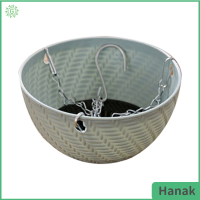 ตะกร้ากระถางดอกไม้โซ่กระถางแขวนระเบียง Hanak หวายปลอมการทอผ้า