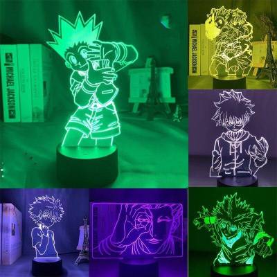 HZ Anime 3D Lamp HUNTER HUNTER GON FREECSS LED Lighting USB Desk Home Office Detachable Acrylic Touch Switch 7 Colors Gift ZH(Note: The panel and base must be purchased separately)