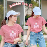 Jarika.shop - เสื้อยืด เสื้อยืดลายชาไข่มุก SWEET แขนสั้นแต่งลายน่ารักๆ  ( ข83 )