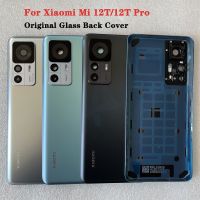 ของแท้เหมาะสำหรับ Xiaomi Mi 12T Pro กระจกเทมเปอร์ฝาหลังอะไหล่สำหรับ Mi12t หลังฝาหลังปิดโทรศัพท์ประตู + ที่จับกล้องรูปตัวยู