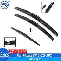 Wiper Front &amp; Rear Wiper Blades Set For Mazda CX-9 CX9 MK1 2006 07 08 09 10 11 12-2015 Windshield Windscreen Window 26"+16"+14"