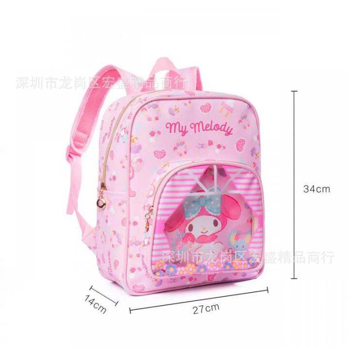 sanrios-kawaii-hello-kittys-cinnamoroll-kuromi-my-melody-cartoon-cute-leather-transparent-childrens-backpack-school-bag