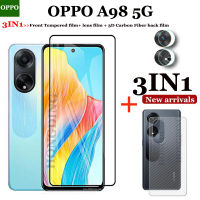 (3 In 1) สำหรับ OPPO A98ฟิล์มปกป้องหน้าจอกระจกนิรภัยป้องกันเต็มพื้นที่5ก. + ฟิล์มเลนส์กล้องถ่ายรูป + ฟิล์มหลังคาร์บอนไฟเบอร์