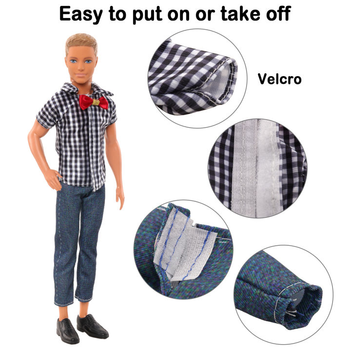 barwa-14-ken-ชุดตุ๊กตาและอุปกรณ์เสริมชุดเค็น-กางเกงขาสั้นด้านบน4ชุด-กางเกงด้านบน2ชุด-รองเท้าบูทสูง2ชุดเป็นของขวัญสำหรับเด็กอายุ3ถึง8ปี