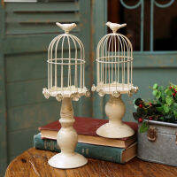 Vintage Bird Cage Decoration Rose Retro Art Restaurant Creative Candlestick Desktop Iron Home Decoration Flower Tabletop Vases