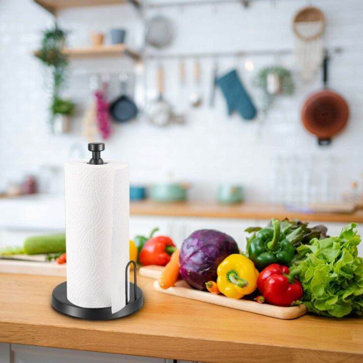 Paper Towel Holder Countertop, Black Paper Towel Holder Stand with