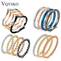 【CW】 VQYSKO 4PCS Gold Plated Stacking Rings Set for Stackable Knuckle Thin Dainty Plain Statement Band