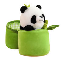 Cute Panda in Bamboo Tube Plush Dolls Gift For Girls Kids Home Decor Throw Pillow Panda Stuffed Toys For Kids