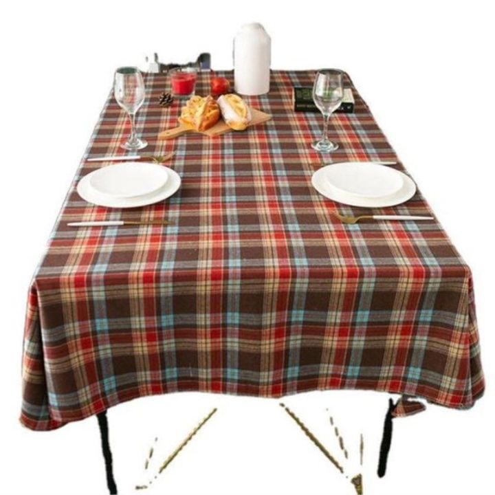 m-q-s-ผ้าปูโต๊ะ-ยุโรปเหนือ-ผ้าปูโต๊ะคริสต์มาส-สี่เหลี่ยมผืนผ้าวินเทจ-เช็ค-เรด-กิงแฮม-เช็ค