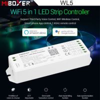 Miboxer Wl5 2.4g 5 In 1 Wifi Led Controller For Single Color Cct Rgb Rgbw Rgbcct Led Strip Support Alexa Voice 15a