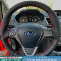 ฝาครอบพวงมาลัยรถยนต์หนังเทียมกันลื่นสำหรับ Ford Ecosport 2014-2017เฟียสต้า2008-2017อุปกรณ์เสริมรถยนต์