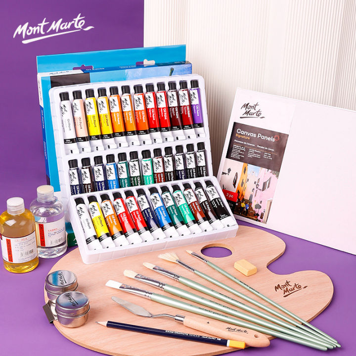 mont-marte-professional-12-24สีน้ำมันชุดสีภาพวาด-pigment-สำหรับโรงเรียนสอนศิลปินนักเรียน-acuarelas-อุปกรณ์ศิลปะ