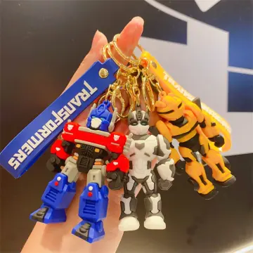 Cartoon Movie Transformer Key Chain Optimus Prime Bumblebee Robot Key Chains Silicone Car Key Chain Bag Pendant Keyring Friends