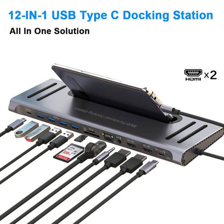 usb-ฮับ-type-c-ไปยังจอภาพคู่-hdmi-2ช่องที่มี-rj45กิกะบิตฮับ-usb-pd-3-5มม-sd-tf-usb-c-อะแดปเตอร์สำหรับ-macbook-pro