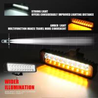 Ultra Bright 6 Inch 54W White+Yellow LED Work Light Bar Waterproof Warning Light for Driving Offroad Car Tractor Truck 4x4 SUV