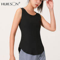 【Huieson】เสื้อกล้ามกีฬาโยคะสำหรับผู้หญิงแขนกุดตาข่ายกลวงสำหรับวิ่งฟิตเนสหลวม