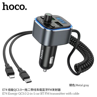 Hoco E74 QC3.0 2-in-1 Car Bluetooth FM Transmitter หัวชาร์จพร้อมบลูทูธในรถยนต์
