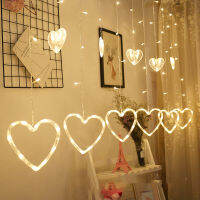 20212.5M 138LED EU Plug Heart shaped curtain light fairy string Christmas garland lights for Christmas party wedding decoration lamp