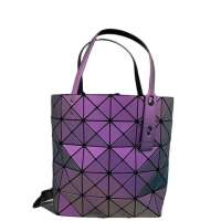 [BAOBAOIssey Miyake] Issey Miyake new Lingge matte Tote Bag magic luminous purple one shoulder portable geometric large capacity womens Square ba