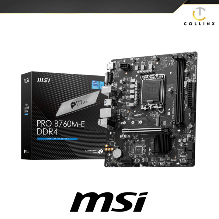 MSI PRO B760ME DDR4 Motherboard Lightning Gen4 Solution PCIE