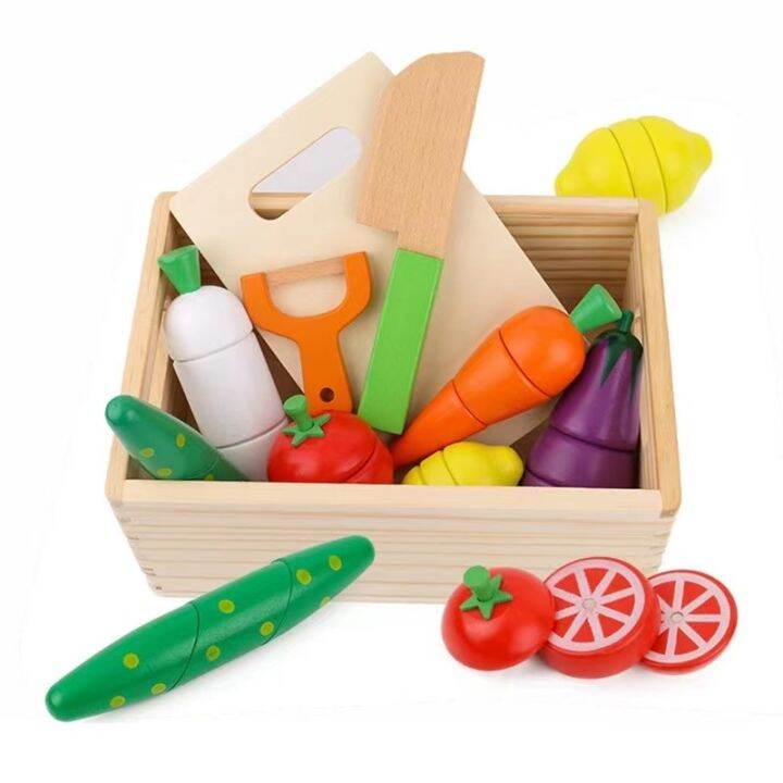 Puddy Cutting veggie Wooden Play Food for Kids Kitchen - Toys Food ...