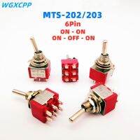 【cw】 1/5 PCSToggle Switch6MMRed6PinMTS-202/203Rocker Switches2A/250V5A/120VON-ON/ON-OFF-ON ！