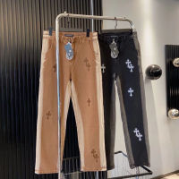 【Available】Spring/Summer Wash Embroidered Cross Loose Denim Pants for Men and Womens Fashion Versatile