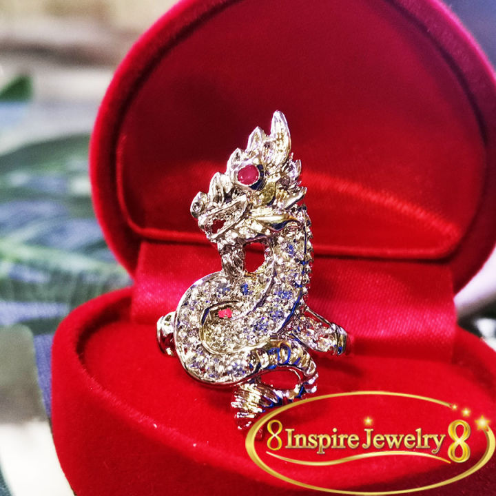 inspire-jewelry-แหวนพญานาคฝังเพชร-cz-ตาทับทิม-สวยงามมาก-สีเงิน-ราคาไมรวมกล่องนะคะ