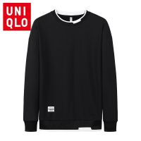 ◊▧⊕ Uniqlo เสื้อกันหนาว คอกลม แขนยาว แบบสวมหัว สไตล์คลาสสิก แฟชั่นสําหรับผู้ชาย