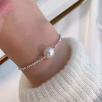 Korean Silver Colour Pearl Bracelets for Women Exquisite Sparkling Irregular Bead Bracelet for Women Wedding Party Jewelry Gift