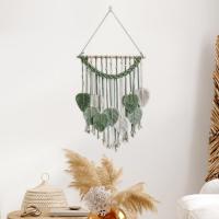 Macrame Tapestry กับใบ Boho ทอพู่ Wall Decor Handmade Aesthetic พู่ใบ Bohemian Chic Wall Decor สำหรับ