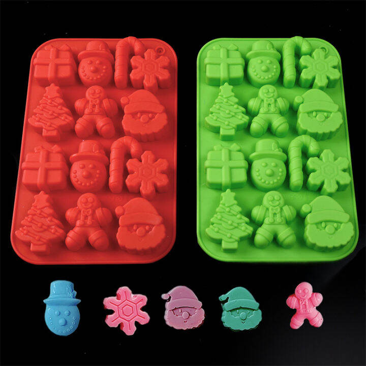 Christmas Silicone Chocolate Mould Xmas Candy Mold Trays Baking Mould Santa  Clause Snowman Present Gingerbread Candy