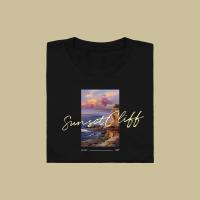 เสื้อเลือกตั้ง Sunset cliff เสื้อยืด T-shirt Unisex Cotton 100% S-5XL