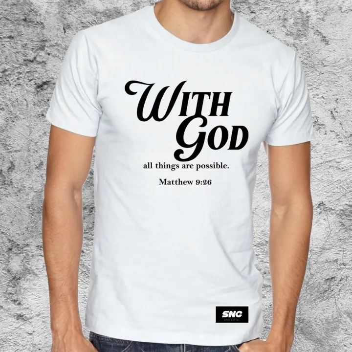 T Shirt - Bible Verse With God All things are possible | Lazada PH