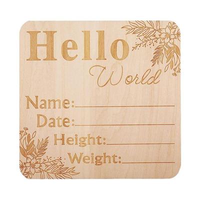 Birth Announcement Sign Wooden Baby Birth Sign for Baby Hand and Footprints Hello World Newborn Sign Baby Name Announcement Sign for Photo Prop Baby Shower Nursery Gift superior