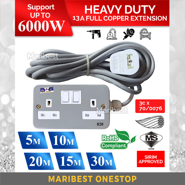 2 GANG HEAVY DUTY DOUBLE SOCKET 70/0076 3C CABLE EXTENSION TRAILING ...