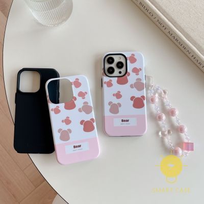 For เคสไอโฟน 14 Pro Max [Detachable Two-piece Cute Bear Chain] เคส Phone Case For iPhone 14 Pro Max 13 12 11 For เคสไอโฟน11 Ins Korean Style Retro Classic Couple Shockproof Protective TPU Cover Shell