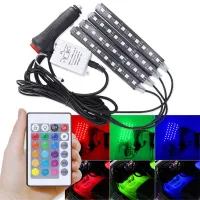 ไฟสร้างบรรยากาศสีสันสดใสในหนึ่งสำหรับสี่คัน36LED 4x มีไฟตกแต่งเท้าโคมไฟภายใน Mobil Remote Control