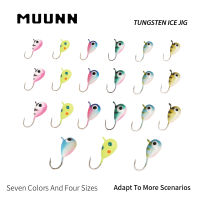 MUUNN Tungsten Ice Fishing Jig Head Set,Boxed 21PCS All Glow Color,0.50G - 3.00G Multicolor Hook Winter Ice Bait