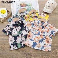 Boys short-sleeved summer new baby casual lapel printed childrens beach thin section floral top