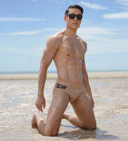 กางเกงว่ายน้ำ SLW กางเกงว่ายน้ำชายสีเนื้อ Mens Swimming Briefs Nude