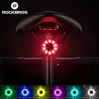 ROCKBROS Bicycle Rear Light USB Charging Safety Warning Cycling Light Colorful Bicycle Tail Light Bike Light Bike Accessories