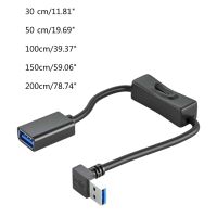 USB Cable with On Off Power Switch Upper-bended USB3.0 Male to Female Data Line Power Supply Extension Cable Cord