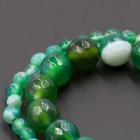[COD] 4-10mm faceted striped green agate natural stone loose beads beading wholesale diy crystal semi-finished products