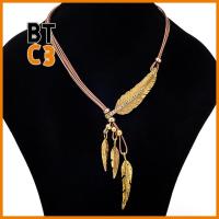 BTC3 2PCS จี้ขนนกใบไม้ ห่วงโซ่เชือก พู่พู่ห้อย โบฮีเมียน Collares collares อุปกรณ์เสริมแฟชั่น พลอยเทียมเทียม สร้อยคอสำหรับผู้หญิง สำหรับผู้หญิง