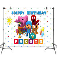 125*80เซนติเมตร POCOYO พรมการ์ตูนเด็กงานเลี้ยงวันเกิดพื้นหลังผ้าตกแต่งแบนเนอร์ถ่ายภาพ