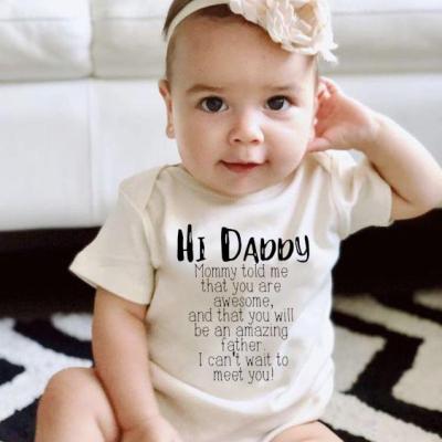 Cute Newborn Children Baby Girl Clothes Babies Bodysuit Infant Beby Jumpsuits Sunsuit Kids Summer Clothing Hi Daddy Print 0-24M