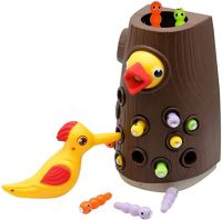 【CC】▨∏▫  Woodpecker Magnetic Catch Worm Bugs Small Birds Feeding Game for Children Kids Early Educational